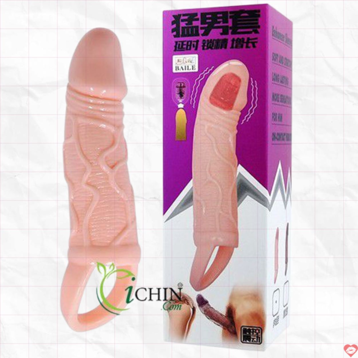 Bao Cao Su Đôn Dên Men Extension Rung Bìu Kích Thích Tại Đầu 