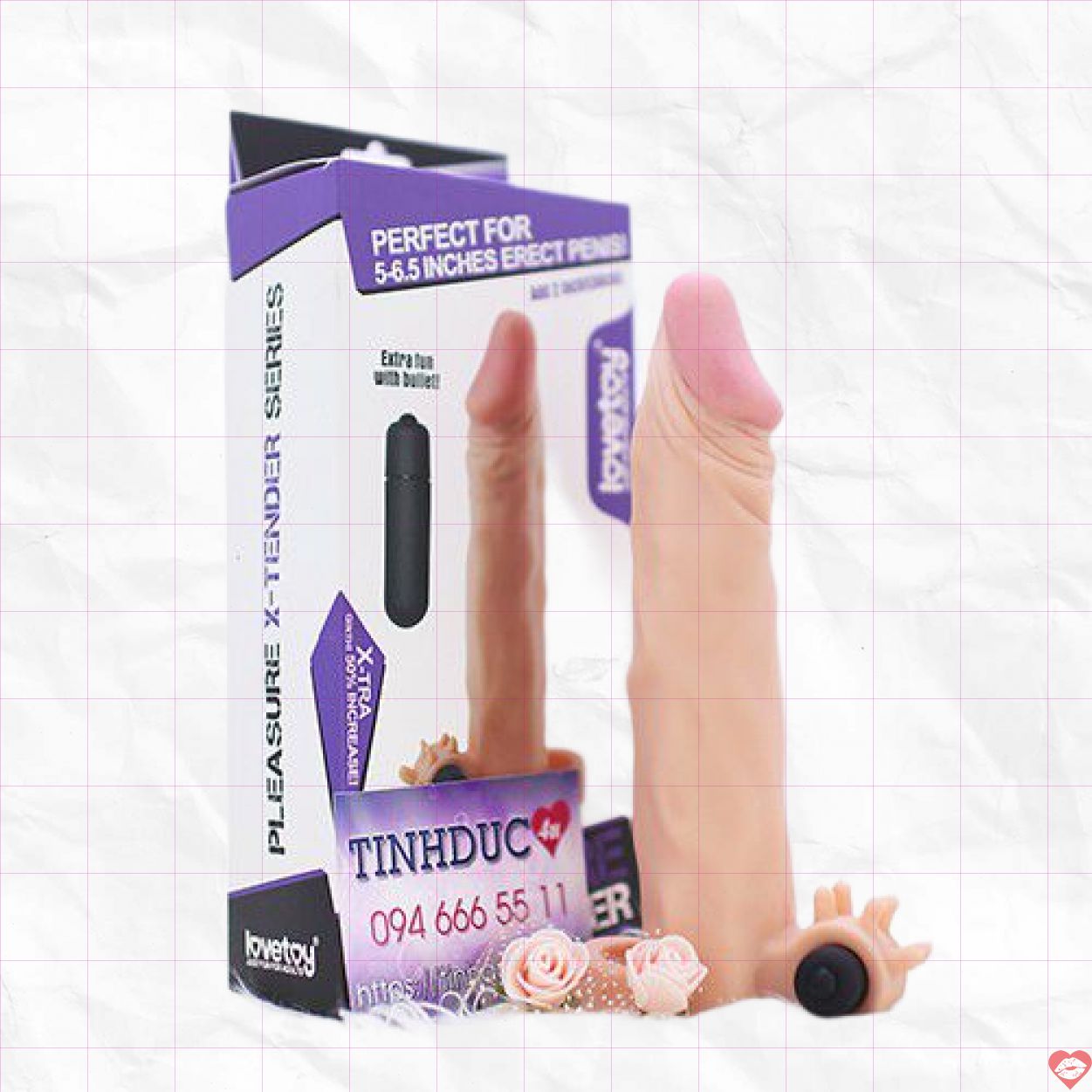 Bao cao su dên Lovetoy X-Tender mềm rung gốc tăng khoái cảm 