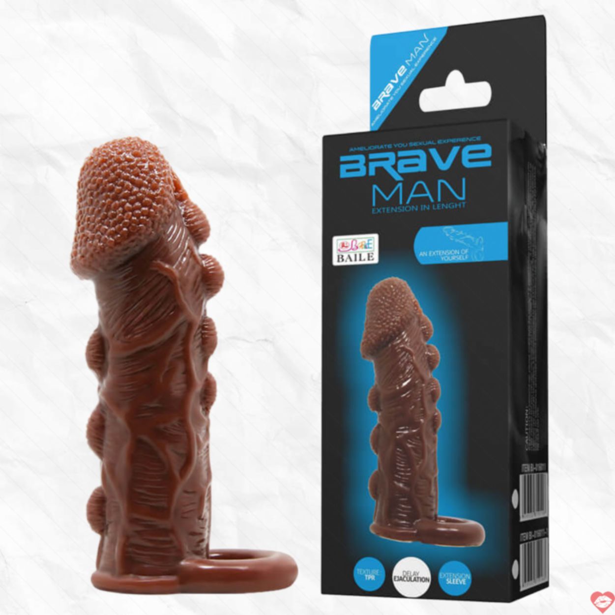 Bao cao su dương vật Baile Braveman nâu dây đeo thoải mái 