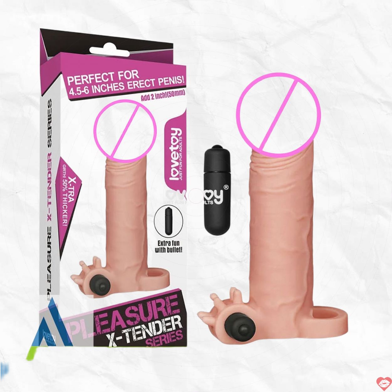 Bao Cao Su Tăng Dài 5cm Lovetoy X-Tender Rung Quai Hấp Dẫn 