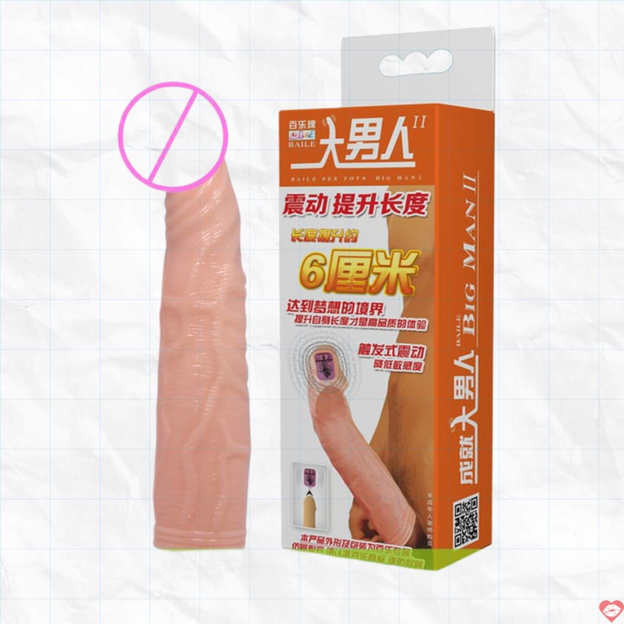 Bao Cao Su Dôn Dên 6cm Rung Đầu Baile Big Man Kích Thích 