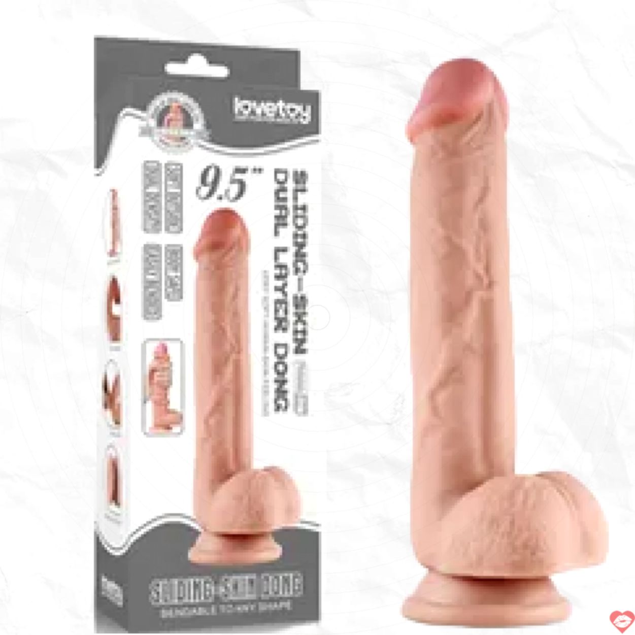 Lovetoy 9 inch dương vật giả gắn tường da trượt, đỉnh cao cảm xúc, hứng thú cực đỉnh 