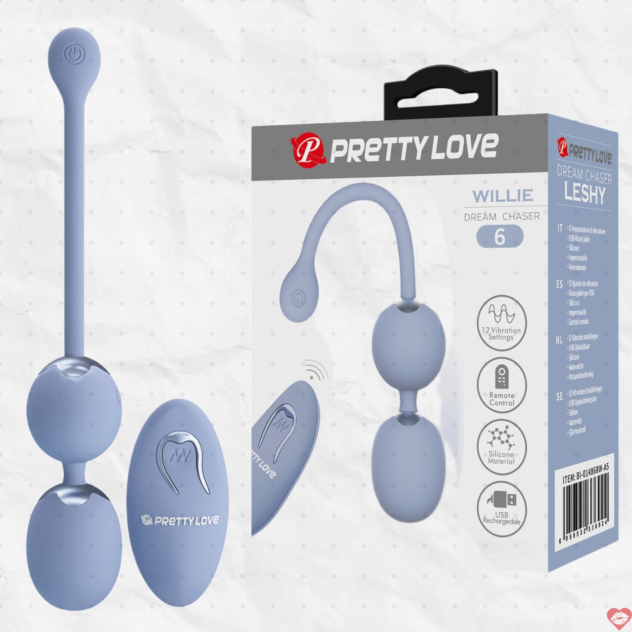 Trứng Rung Điều Khiển Pretty Love Willie 12 Chế Độ Rung Tăng Khoái Cảm 