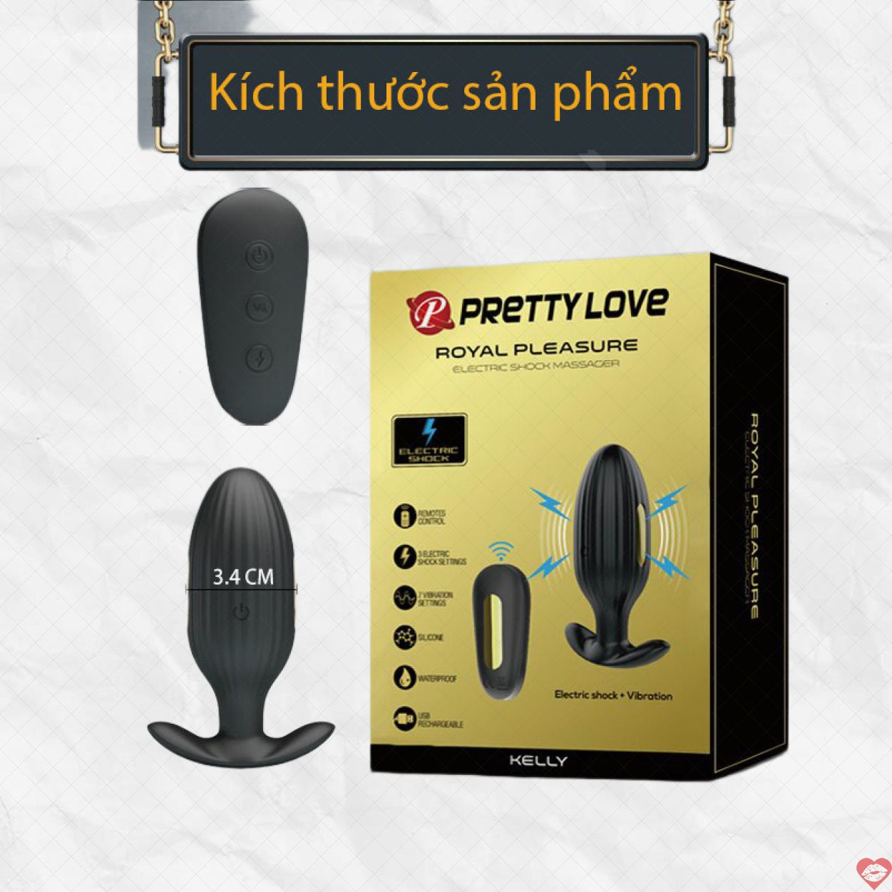 Máy Rung Xung Điện Hậu Môn Điều Khiển Xa Mạ Vàng 24K 