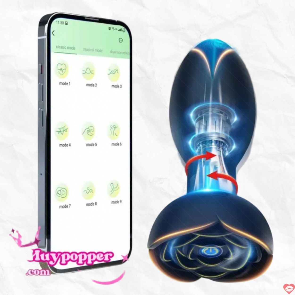 Plug hậu môn rung xoay điều khiển app cho gay
