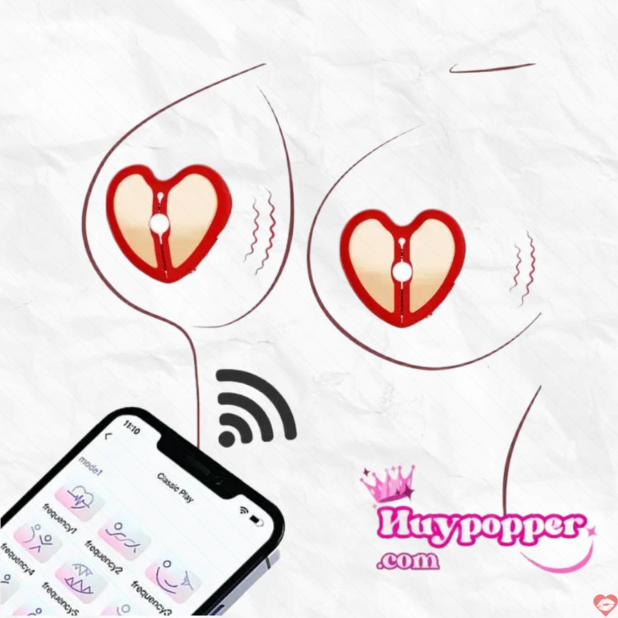 Kẹp vú rung điều khiển từ xa bằng app Heart