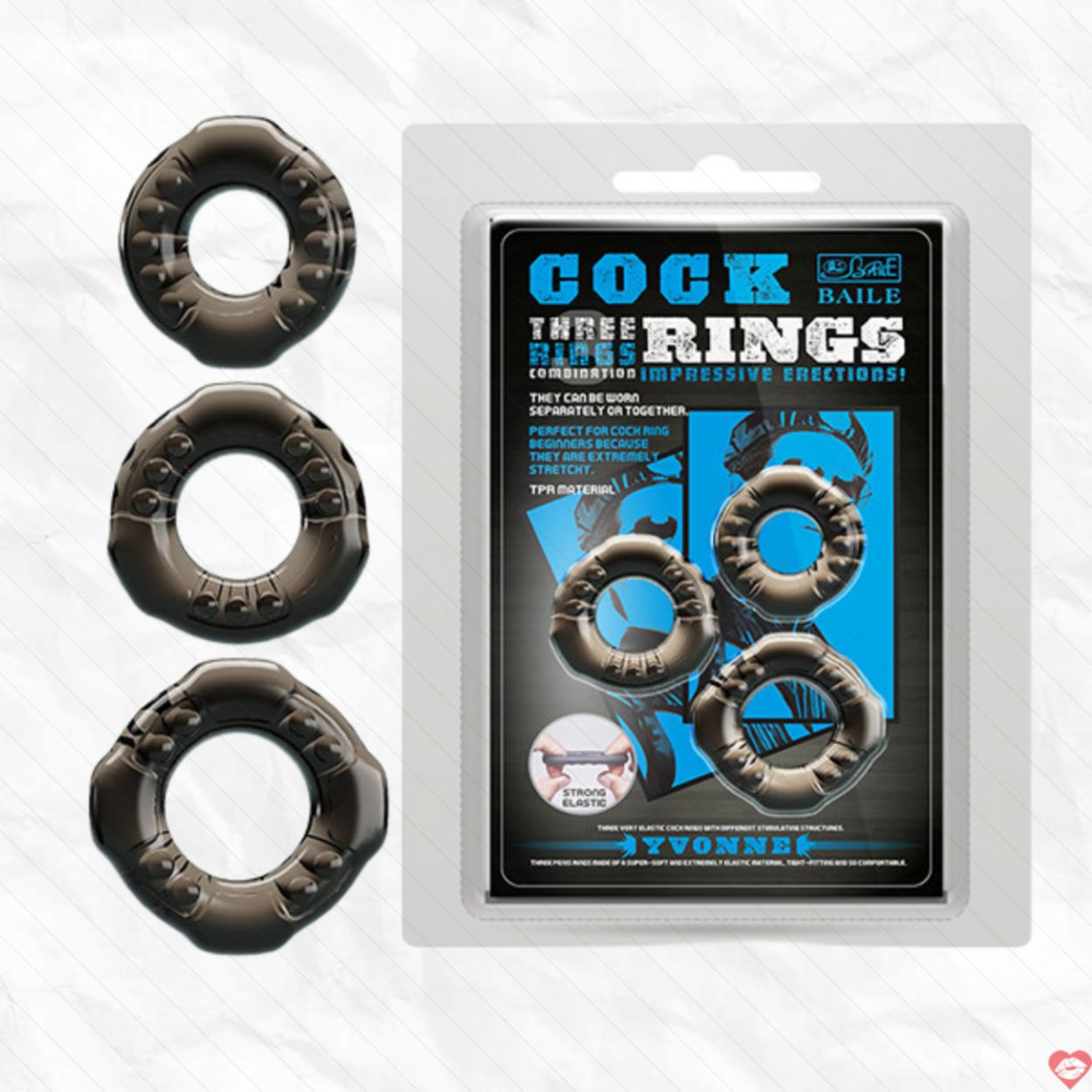 Bộ 3 Vòng Đeo Cockring Yvonne Baile Siêu Bền Hấp Dẫn 