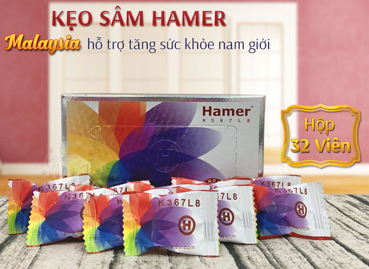 Kẹo sâm Hamer Malaysia tăng sức khỏe nam giới hộp 32 viên