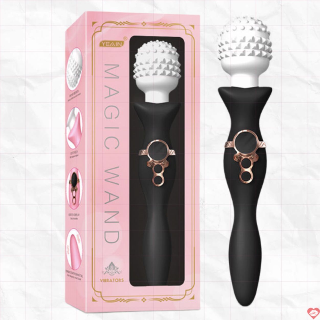Chày rung 2 đầu Yeain Magic Wand - Gai Silicone Kích Thích Hoặc Trơn Mượt 