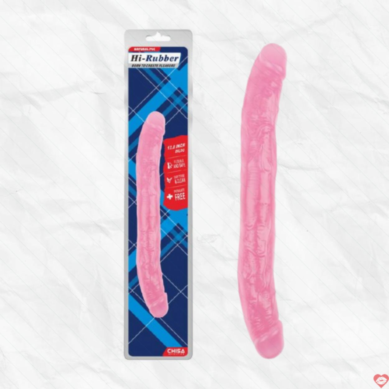 Dương vật giả 2 đầu Chisa Hi-Rubber 12.8 inch hồng chất lượng cao, siêu thực 