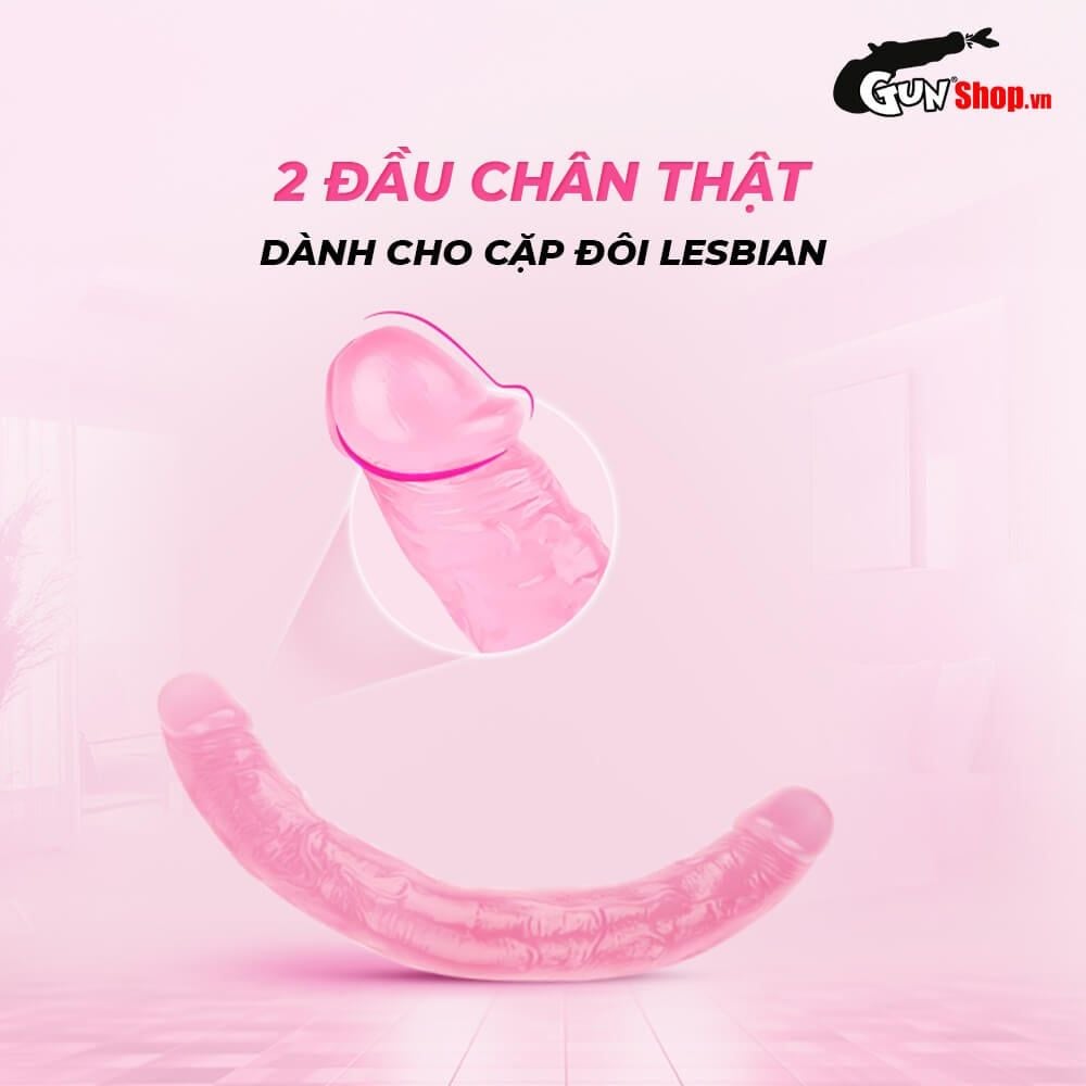 Dương vật giả 2 đầu Chisa Hi-Rubber 12.8 Inch Hồng