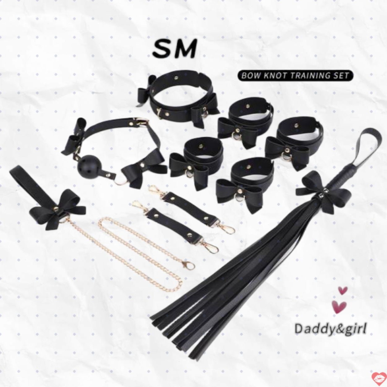 Bộ dụng cụ bạo dâm 5 món đính nơ siêu đẹp quyến rũ, kích thích mạnh 