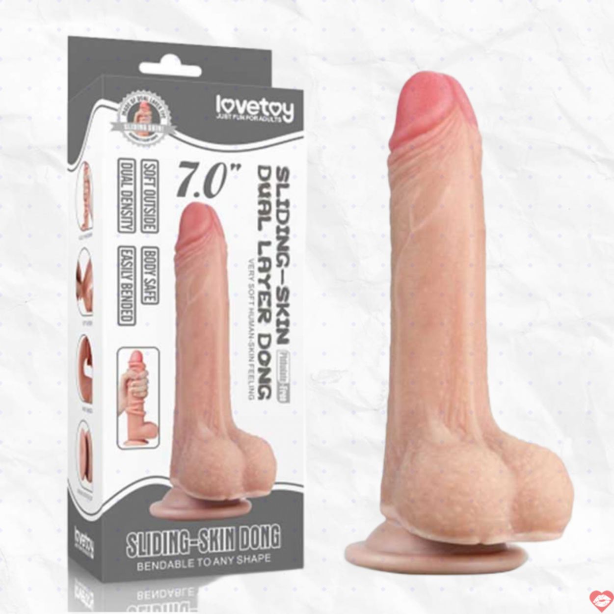 Dương vật giả Lovetoy Sliding hồng 7 inch siêu mềm mại kích thích 
