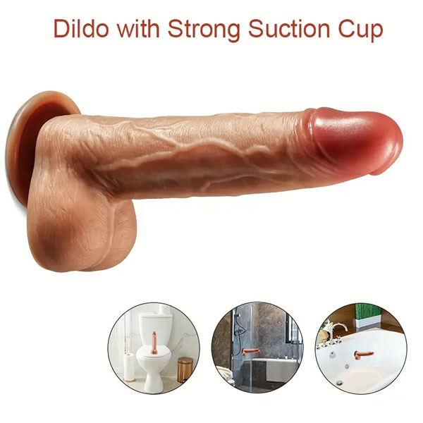 Dương vật giả silicon gắn tường - rung thụt ngoáy tỏa nhiệt
