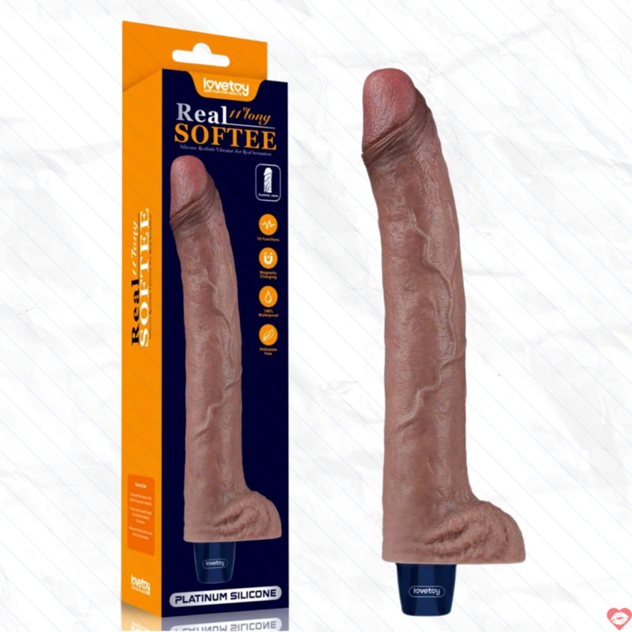 Lovetoy USA 11″ REAL SOFTEE silicon mềm mại sạc pin rung 
