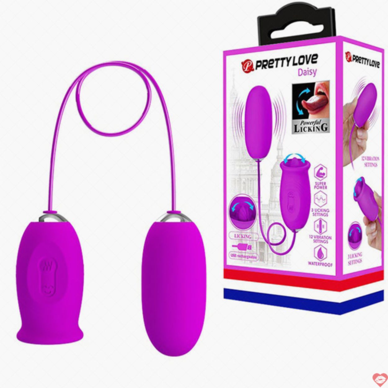 Trứng Rung Daisy 2 Đầu Môi Liếm Kích Thích Tình Dục PrettyLove 