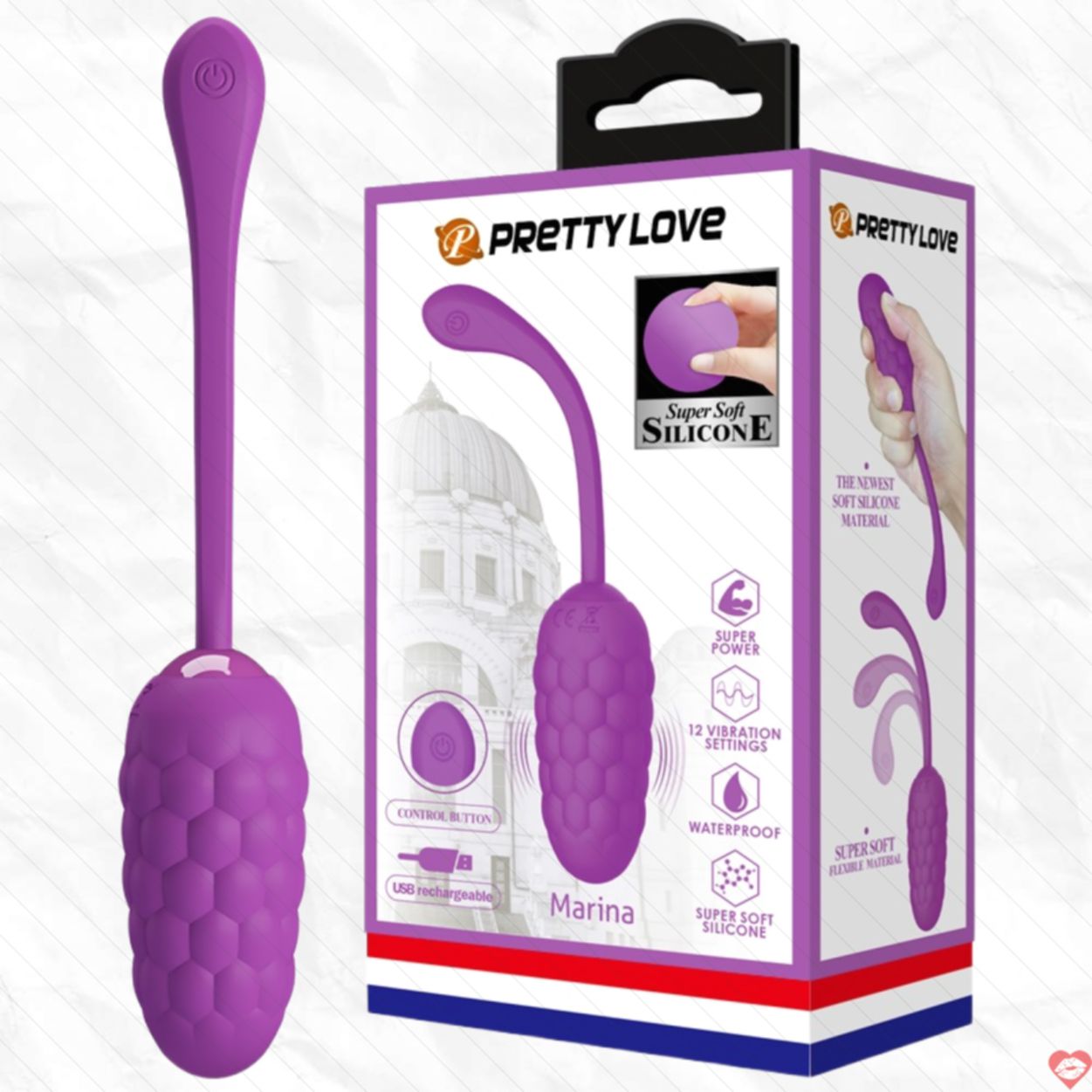 Trứng rung Prettylove Marina 12 chế độ, kích thích điểm G siêu kích thích 