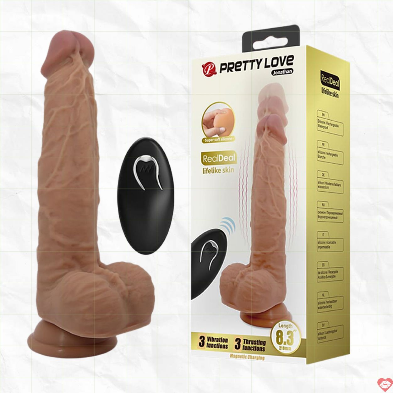 Máy Rung Pretty Love Jonathan 8.3 inch Đẩy Tường Hít Chắc, Phê 