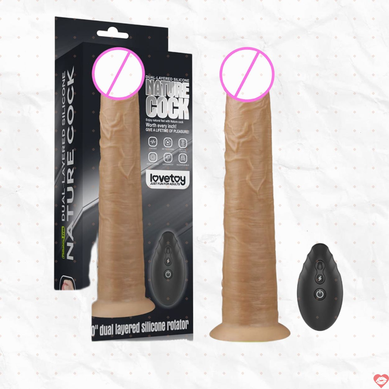 Dương vật giả Lovetoy Nature Cock 10 rung ngoáy siêu mạnh gắn tường 