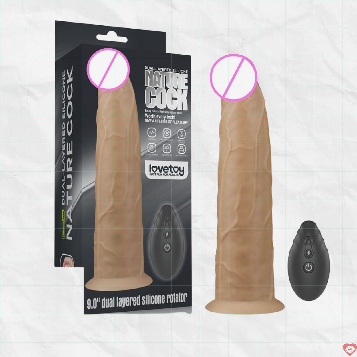 Lovetoy Nature Cock 9 inch siêu to rung ngoáy gắn tường, kích thích cực đỉnh 