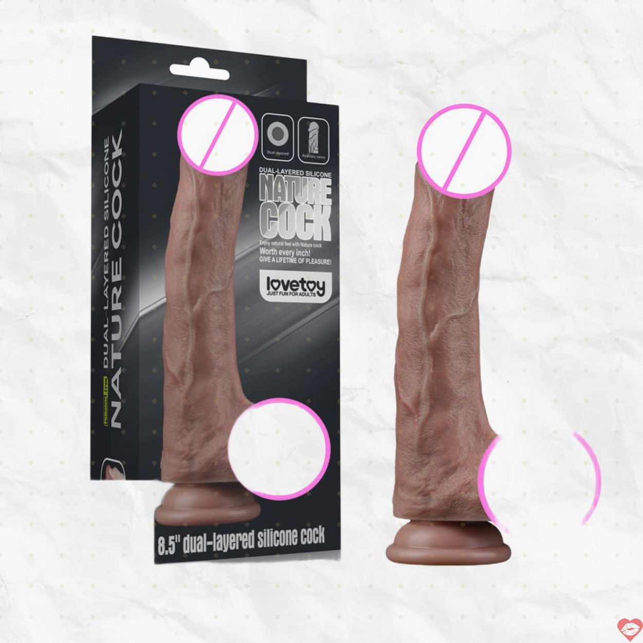 Lovetoy Nature Cock 8.5 inch silicon cao cấp hít tường siêu thực 