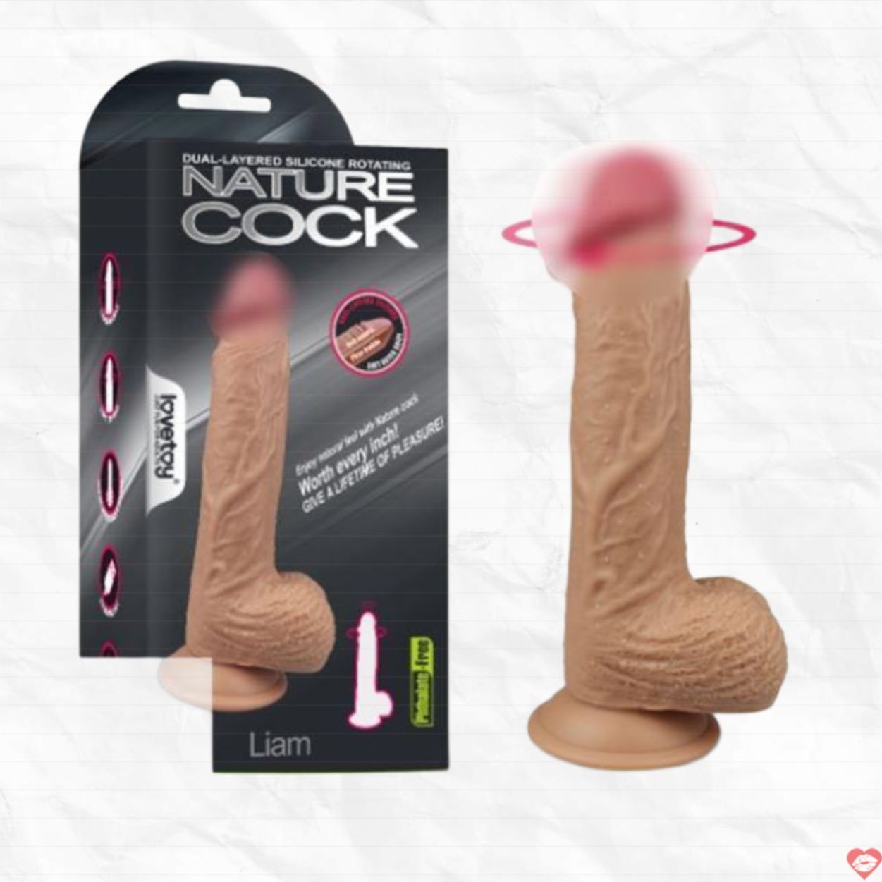 Dương Vật Gắn Tường Silicone Mềm Rung Ngoáy Kích Thích Liam 