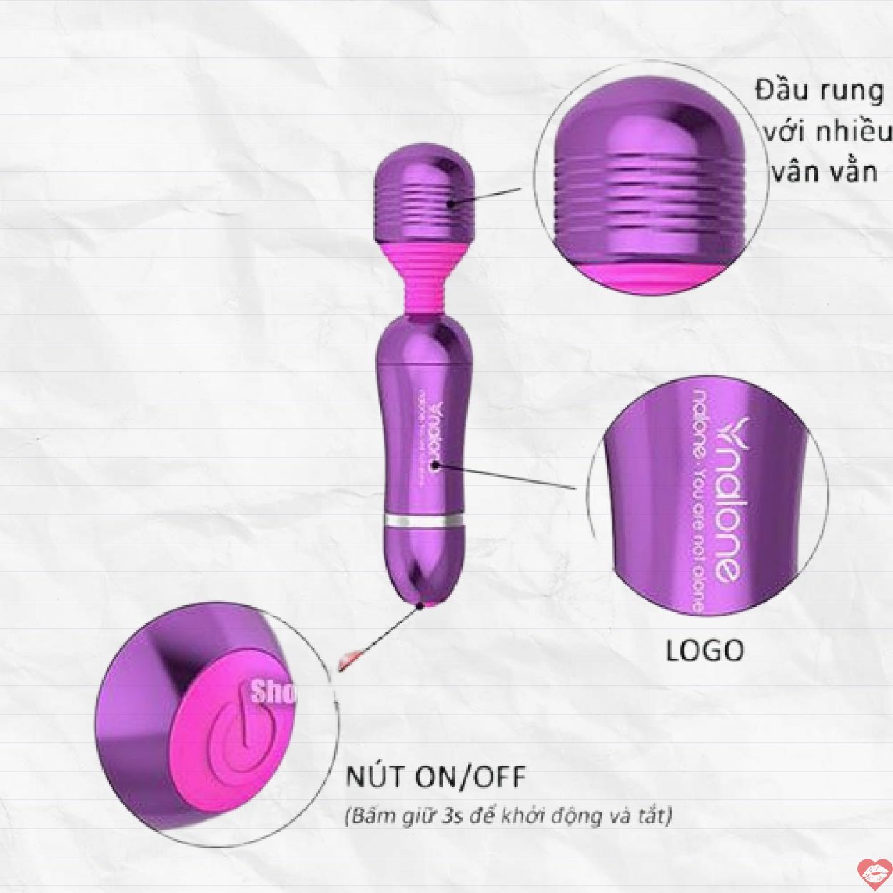 Chày rung mini Nalone Roma cao cấp, massage thư giãn, tặng quà 