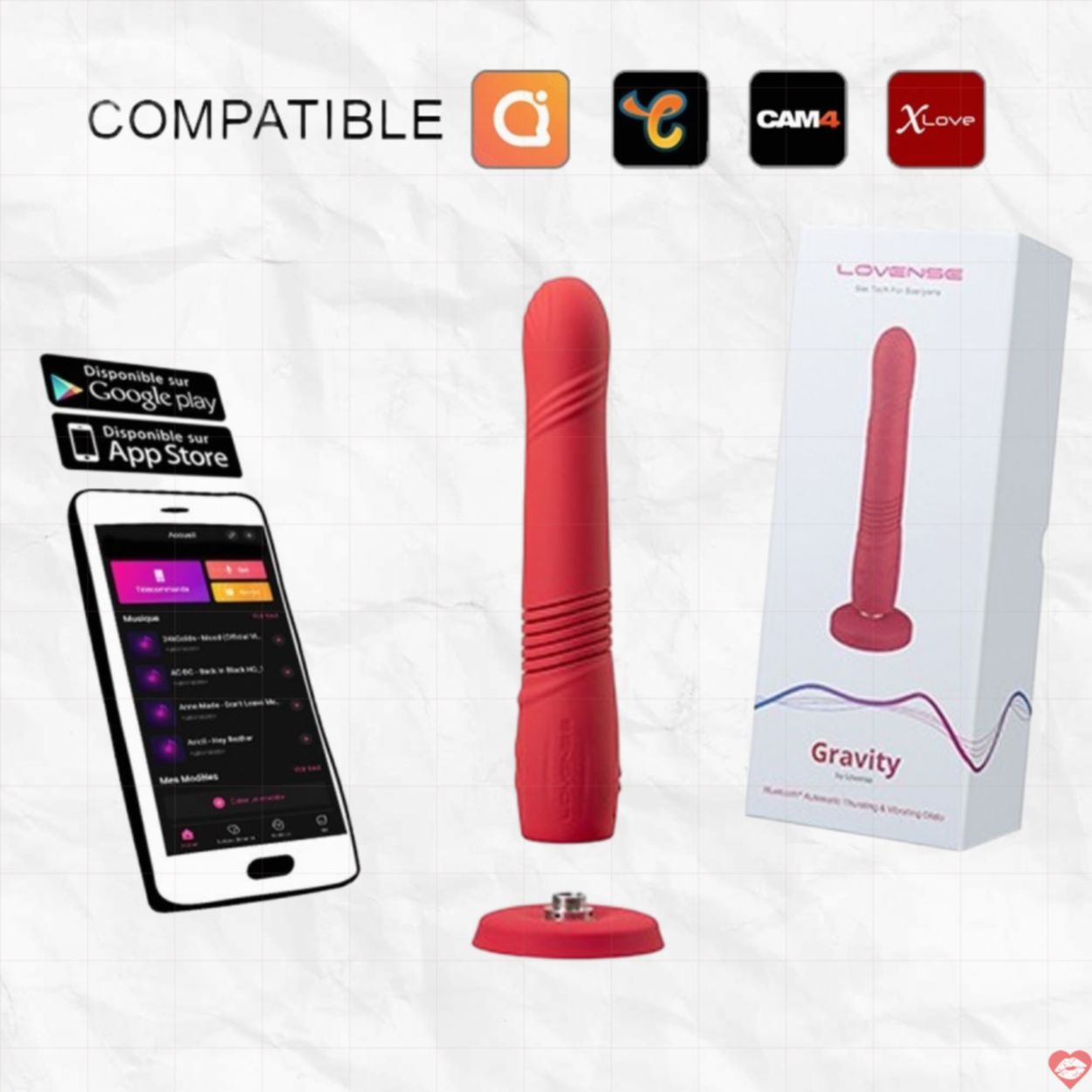 Dương vật giả Lovense Gravity đa năng rung thụt điều khiển app tiện lợi 