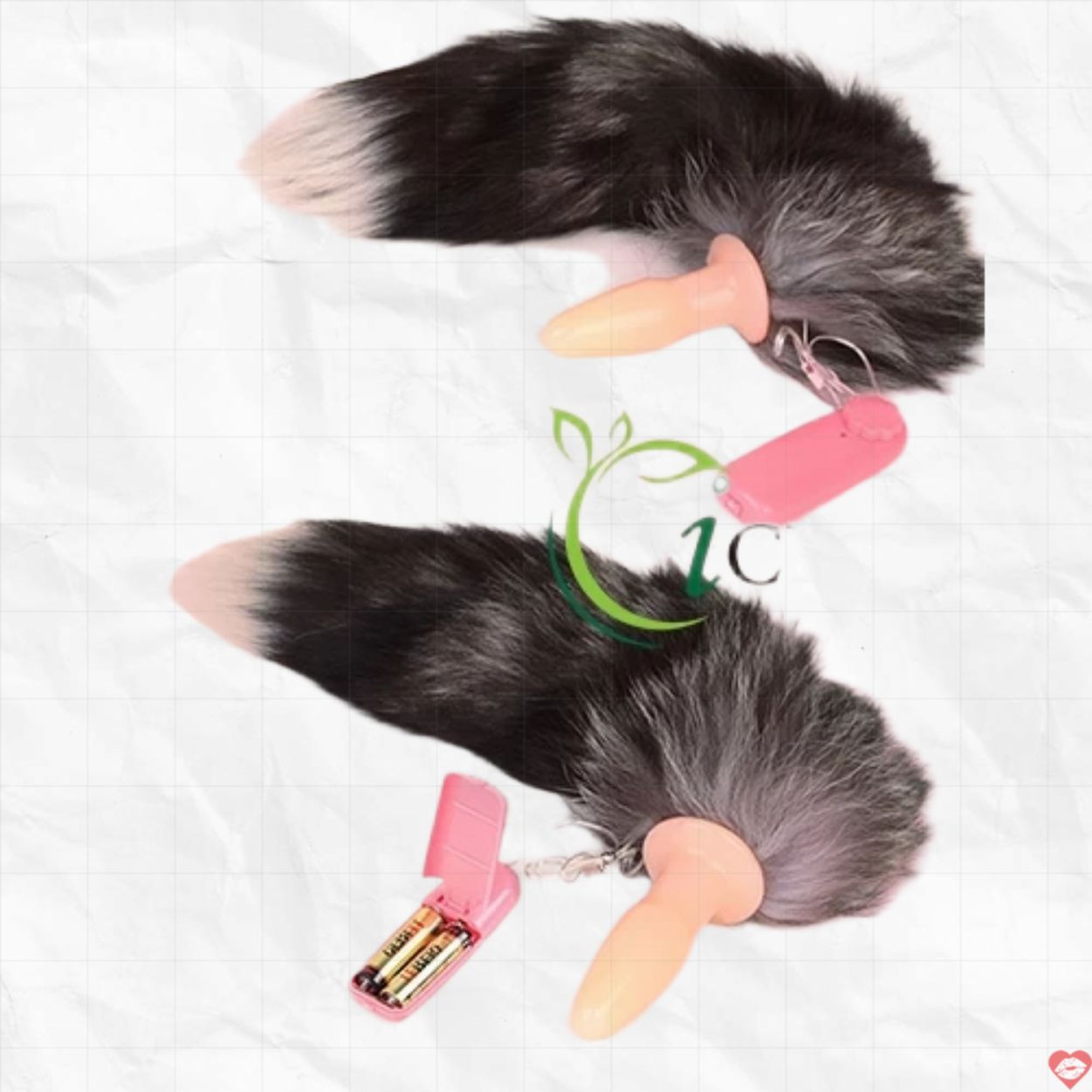 Đuôi cáo silicone rung mạnh 2 màu Trắng Đen Sextoy cao cấp 