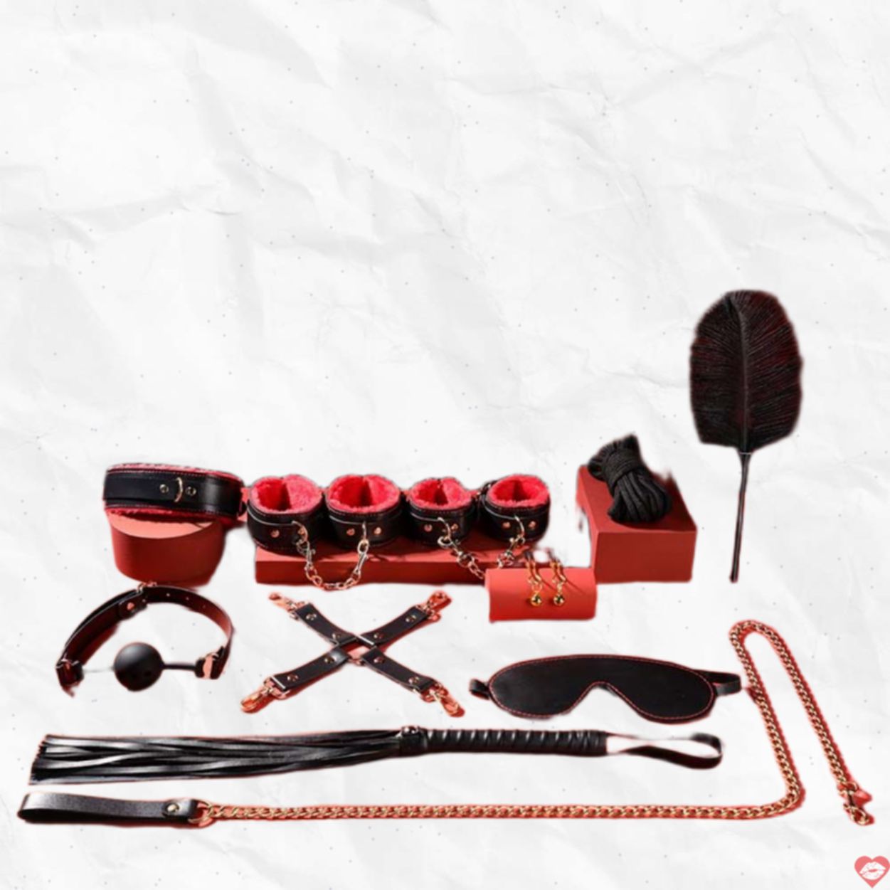 Bộ đồ BDSM Mizzzee BIN002 10 món đen đỏ sexy gợi cảm hút mắt 